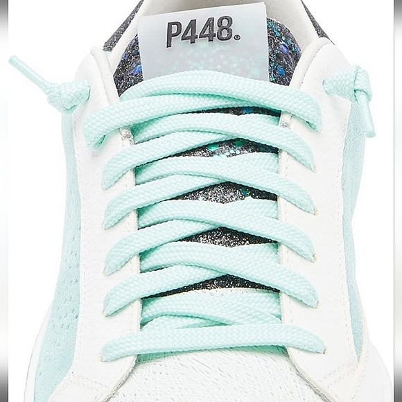 John Low P448 GLITTER Mint Sneakers Womans 38/US 8 GLINIDO $300 NIB - Picture 12 of 16